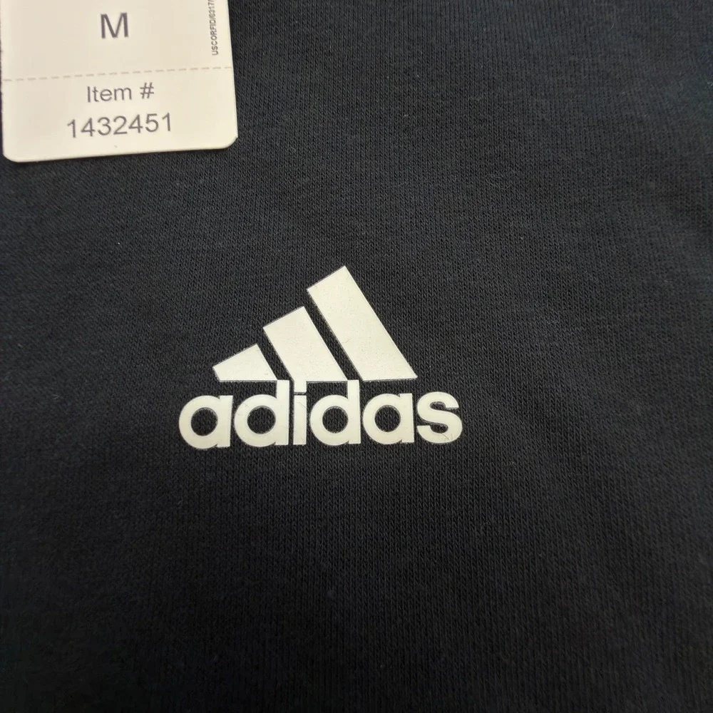 Adidas Mens Essentials 3-Stripes Fleece Crewneck Sweatshirt Black GT9437 Medium